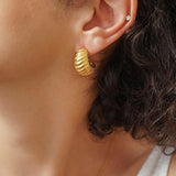Gold Croissant Dome Hoops
