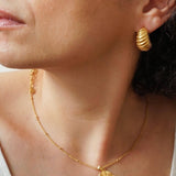 Gold Croissant Dome Hoops