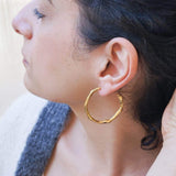 Gold Thick Hammered Hoop Earrings