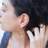 Gold Thick Hammered Hoop Earrings