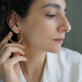 Gold Thick Hammered Hoop Earrings