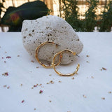 Gold Thick Hammered Hoop Earrings