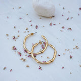 Gold Thick Hammered Hoop Earrings