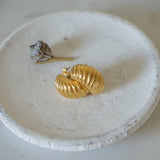 Gold Croissant Dome Hoops