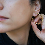 Gold Thick Hammered Hoop Earrings