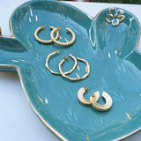 Gold Thick Hammered Hoop Earrings