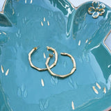 Gold Thick Hammered Hoop Earrings