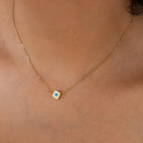 Mini Square Gold Evil Eye Necklace