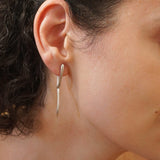 Modern Silver Long Curved Earrings