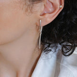 Modern Silver Long Curved Earrings