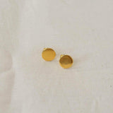 Gold Matte Disc Stud Earrings