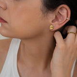 Gold Matte Disc Stud Earrings