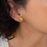 Gold Matte Disc Stud Earrings