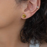 Gold Matte Disc Stud Earrings