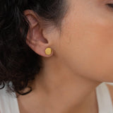 Gold Matte Disc Stud Earrings