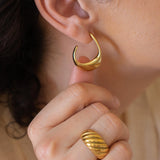 Large Gold Wave Hoops