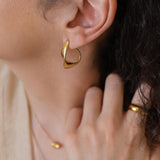 Large Gold Wave Hoops