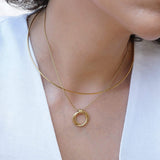 Gold Double Hoop Pendant Necklace