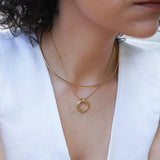 Gold Double Hoop Pendant Necklace