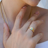 Gold Black/Turquoise/Burgundy Rising Sun Ring