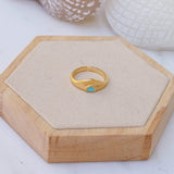 Gold Black/Turquoise/Burgundy Rising Sun Ring