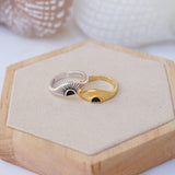 Gold Black/Turquoise/Burgundy Rising Sun Ring