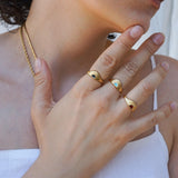 Gold Black/Turquoise/Burgundy Rising Sun Ring