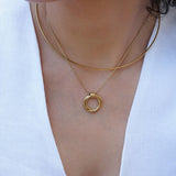 Gold Double Hoop Pendant Necklace