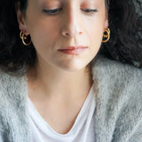 Gold Open Hoop Earrings with One Ball