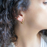 Gold Open Hoop Earrings with One Ball
