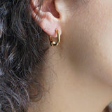 Gold Open Hoop Earrings with One Ball