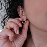 Gold Stainless Steel Bead Hoop Earrings - Lightweight Geometric Minimalist Jewelry