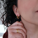 Gold Stainless Steel Bead Hoop Earrings - Lightweight Geometric Minimalist Jewelry