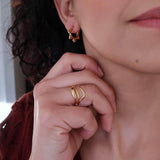 Gold Stainless Steel Bead Hoop Earrings - Lightweight Geometric Minimalist Jewelry