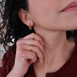 Gold Stainless Steel Bead Hoop Earrings - Lightweight Geometric Minimalist Jewelry