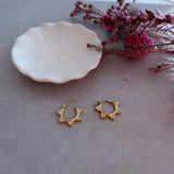 Gold Stainless Steel Bead Hoop Earrings - Lightweight Geometric Minimalist Jewelry