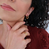 Gold Stainless Steel Bead Hoop Earrings - Lightweight Geometric Minimalist Jewelry