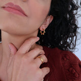 Gold Stainless Steel Bead Hoop Earrings - Lightweight Geometric Minimalist Jewelry