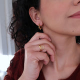 Gold Stainless Steel Bead Hoop Earrings - Lightweight Geometric Minimalist Jewelry
