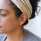 Gold Wavy Hammered Circle Stud Earrings