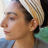 Gold Wavy Hammered Circle Stud Earrings