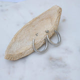 Silver Hoop Earrings with Engraved Lines