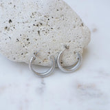 Silver Hoop Earrings with Engraved Lines