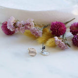 Silver Wavy Hammered Circle Stud Earrings