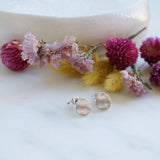 Silver Wavy Hammered Circle Stud Earrings