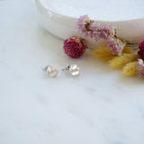 Silver Wavy Hammered Circle Stud Earrings