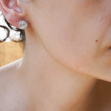 Silver Wavy Hammered Circle Stud Earrings
