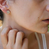 Silver Wavy Hammered Circle Stud Earrings