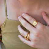 Gold Snake Stamp Signet Ring