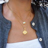 Large Gold Dainty Evil Eye Protection Pendant